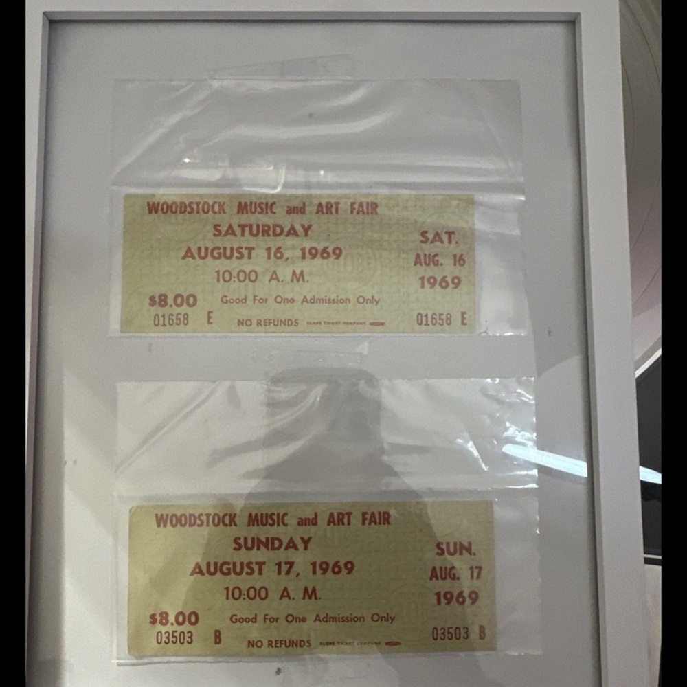 1969 Woodstock Unused Tickets Sat & Sun Pair Original Framed 4X8 Museum Quality